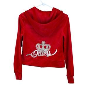 Juicy Couture Womens‎ Velour Y2K Tracksuit Hoodie Size XS Red Spellout NWT